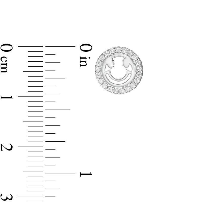 Main Image 2 of Child's Cubic Zirconia Frame Smiley Face Cut-Out Stud Earrings in Sterling Silver