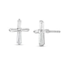 Thumbnail Image 0 of Child's Baguette Cubic Zirconia Cross Stud Earrings in Sterling Silver