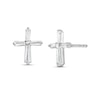 Thumbnail Image 1 of Child's Baguette Cubic Zirconia Cross Stud Earrings in Sterling Silver