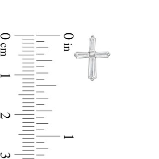 Child's Baguette Cubic Zirconia Cross Stud Earrings in Sterling Silver