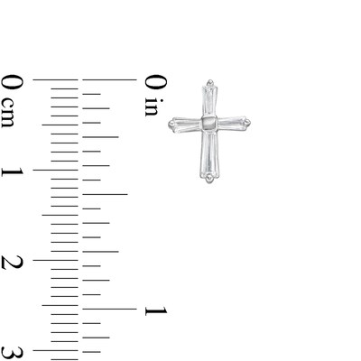 Child's Baguette Cubic Zirconia Cross Stud Earrings in Sterling Silver