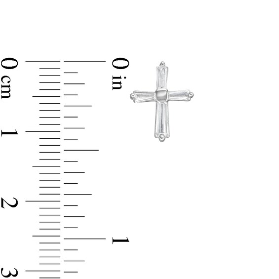 Child's Baguette Cubic Zirconia Cross Stud Earrings in Sterling Silver
