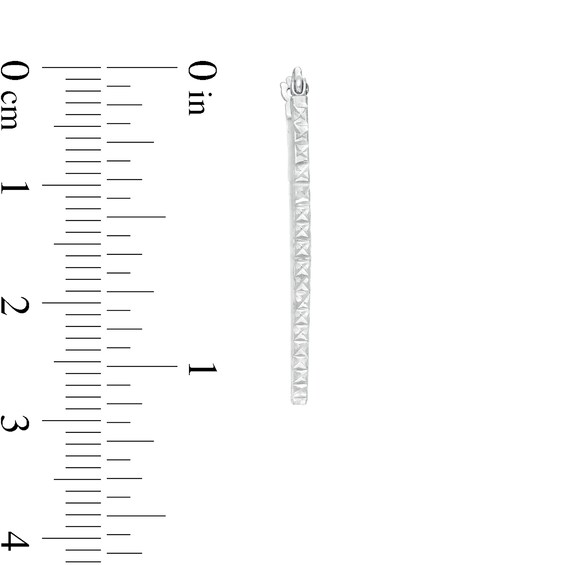 30mm Diamond-Cut Squared Tube Geometric Hoop Earrings in Hollow Sterling Silver