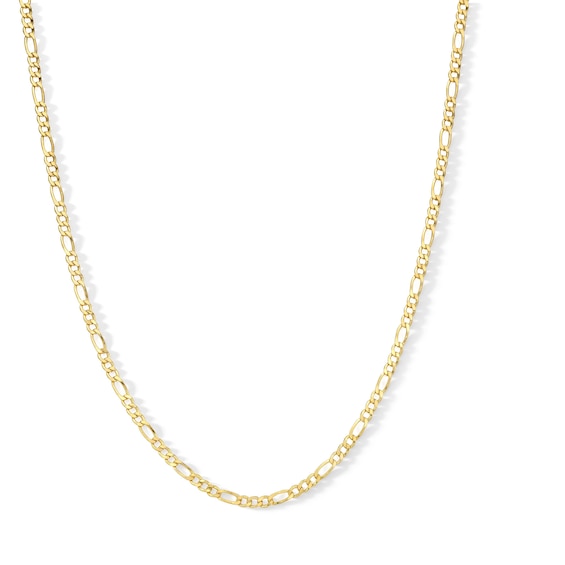 Hollow Figaro Chain Necklace 14K Yellow Gold 20