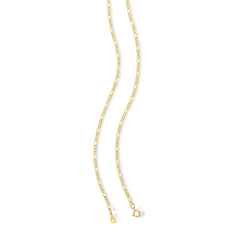 Hollow Figaro Chain Necklace 14K Yellow Gold 20