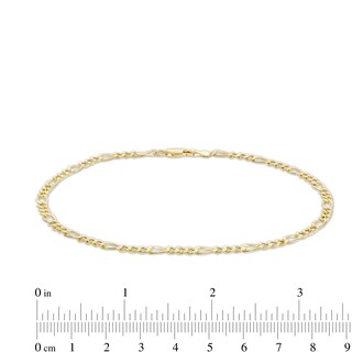 10K Hollow Gold Pavé Figaro Chain Anklet