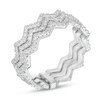 Cubic Zirconia Triple Row Zig-Zag Band in Solid Sterling Silver - Size 6