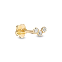 Single 018 Gauge Cubic Zirconia Curved Trio Cartilage Barbell in 14K Gold Tube