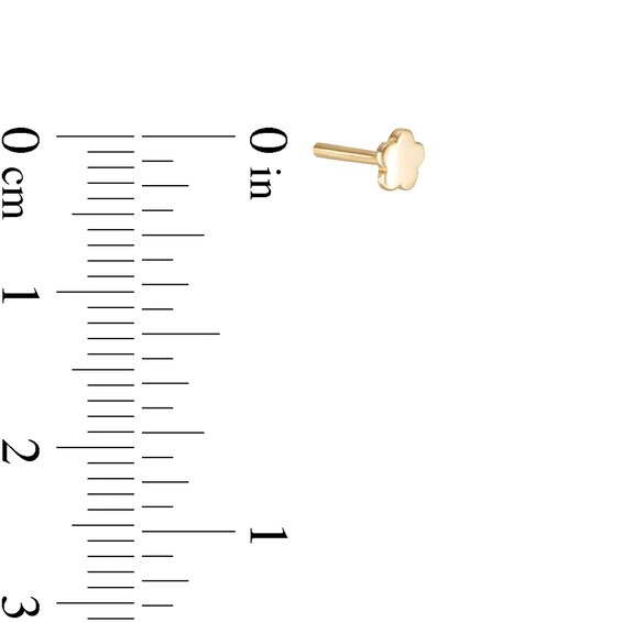 Single 019 Gauge Baguette and Round Cubic Zirconia Abstract Cartilage Barbell in 14K Gold