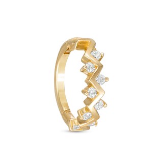 10K Solid Gold CZ Zig-Zag Hoop - 16G