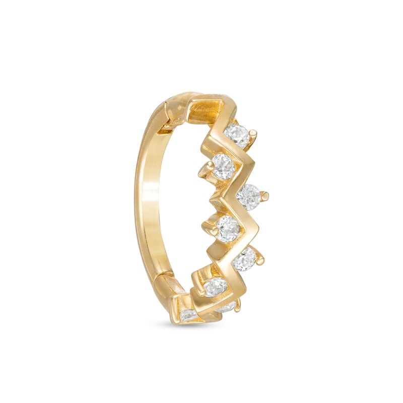 10K Solid Gold CZ Zig-Zag Hoop - 18G