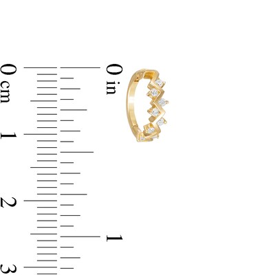 10K Solid Gold CZ Zig-Zag Hoop - 16G