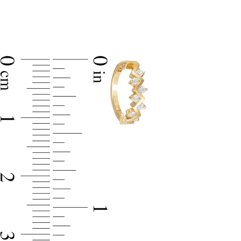 10K Solid Gold CZ Zig-Zag Hoop - 18G