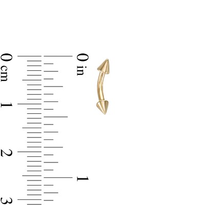 016 Gauge Spiked Ends Curved Barbell in 10K Gold