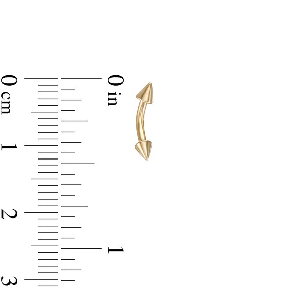 016 Gauge Spiked Ends Curved Barbell in 10K Gold
