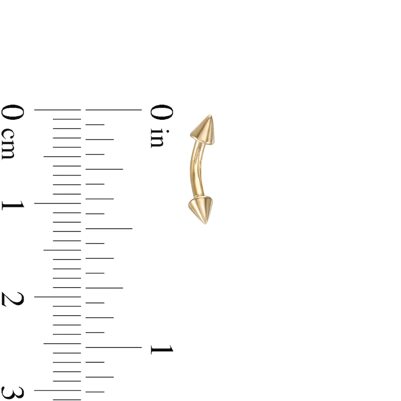 Main Image 2 of 016 Gauge Spiked Ends Curved Barbell in 10K Gold