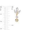 Thumbnail Image 2 of 014 Gauge Marquise and Round Cubic Zirconia Tri-Leaf Dangle Accent Top Down Belly Button Ring in 10K Gold