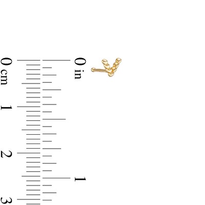 022 Gauge Beaded "V" Bone Nose Stud in 14K Gold