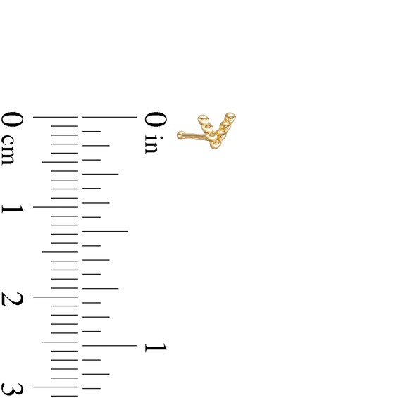 022 Gauge Beaded "V" Bone Nose Stud in 14K Gold