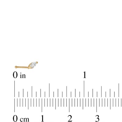 022 Gauge Marquise Cubic Zirconia, Round and Square Disc Nose Stud Set in 14K Gold