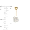 014 Gauge Cubic Zirconia Double Frame Flower Belly Button Ring in 10K Gold