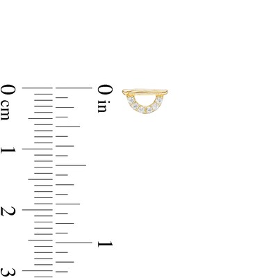 Single 019 Gauge Cubic Zirconia Semi-Circle and Bar Cartilage Barbell in 14K Gold