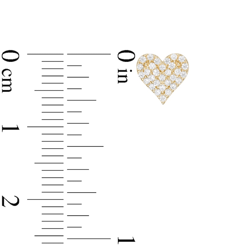 Main Image 2 of Cubic Zirconia Heart Stud Earrings in 10K Gold