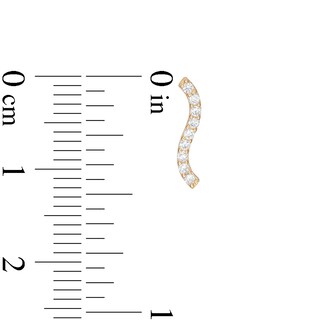 Cubic Zirconia Wavy Bar Drop Earrings in 10K Gold