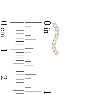 Cubic Zirconia Wavy Bar Drop Earrings in 10K Gold