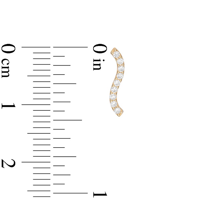 Cubic Zirconia Wavy Bar Drop Earrings in 10K Gold