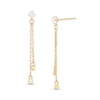 Thumbnail Image 0 of Cubic Zirconia Solitaire Chain Drop Earrings in 10K Gold