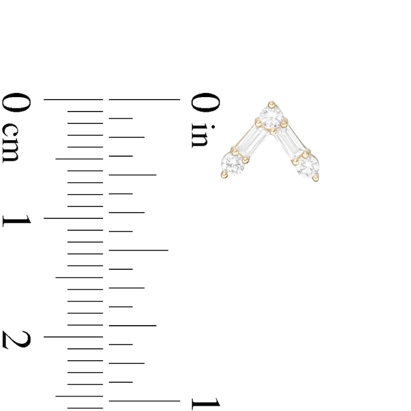 Main Image 2 of Multi-Shape Cubic Zirconia "V" Stud Earrings in 10K Gold