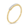 Cubic Zirconia Bar Bead Ring in 10K Gold - Size 7