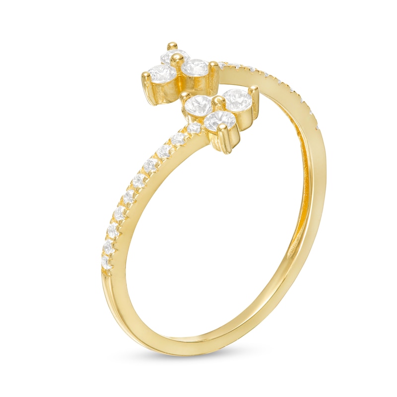 Main Image 2 of 10K Gold CZ Trios Open Shank Ring - Size 7