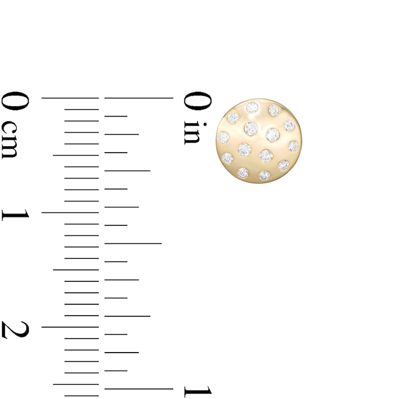 Main Image 2 of Cubic Zirconia Flat Disc Stud Earrings in 10K Gold