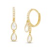 Thumbnail Image 1 of Pear-Shaped Cubic Zirconia Teardrop Dangle Huggie Hoop Earrings in 10K Gold