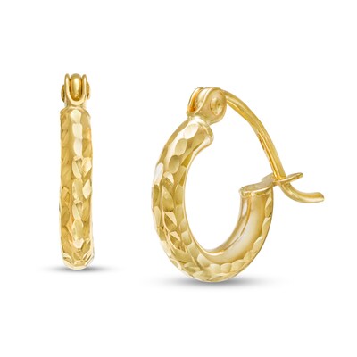 Diamond-Cut 10mm Hoop Earrings in 10K Tube Hollow Gold