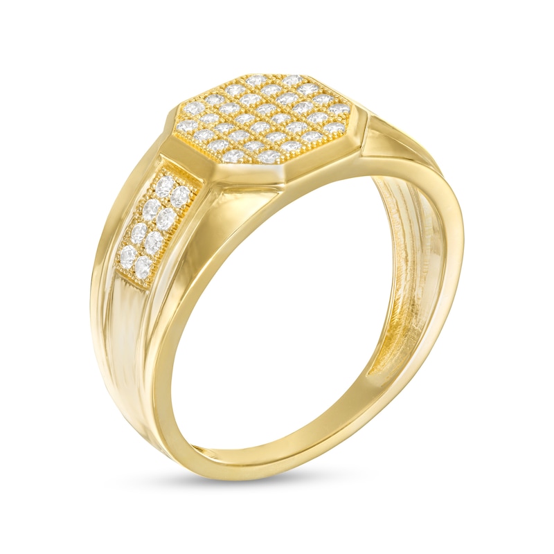 Main Image 2 of 10K Semi-Solid Gold CZ Octagon-Top Ring - Size 10