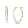 Thumbnail Image 1 of Made in Italy Cubic Zirconia Inside-Out Oval Hoop Earrings in 10K Gold