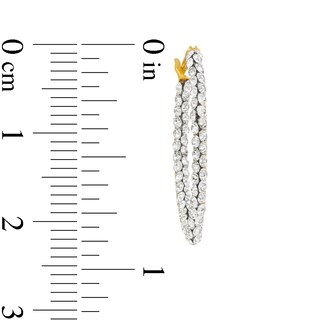 Made in Italy Cubic Zirconia Inside-Out Oval Hoop Earrings in 10K Gold