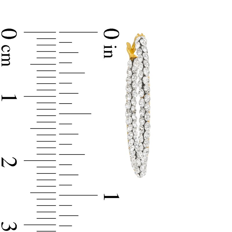 Main Image 2 of Made in Italy Cubic Zirconia Inside-Out Oval Hoop Earrings in 10K Gold