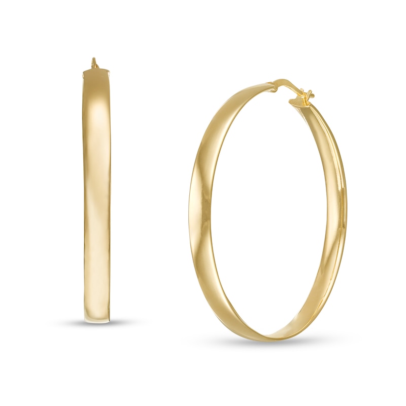 Made in Italy 40mm Flat Hoop Earrings in 10K Hollow Gold