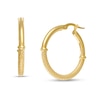 Thumbnail Image 1 of Made in Italy Multi-Texture 20mm Hollow Hoop Earrings in 10K Gold