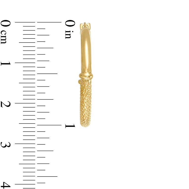 Main Image 2 of Made in Italy Multi-Texture 20mm Hollow Hoop Earrings in 10K Gold