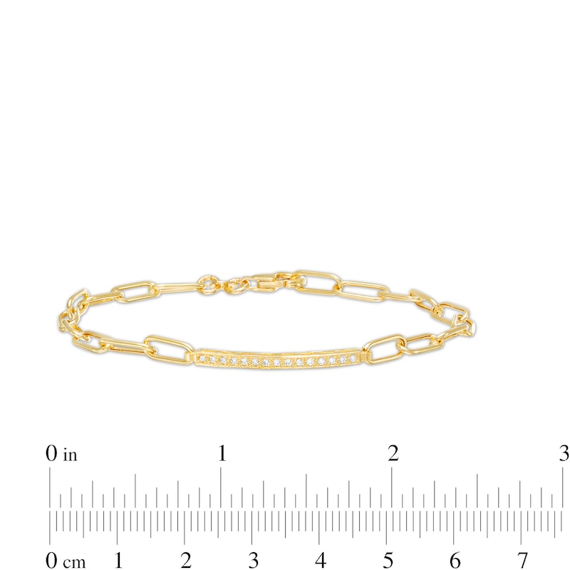Made in Italy Cubic Zirconia Bar Chain Bracelet in 10K Gold - 7.5"