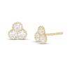 Cubic Zirconia Trio Bead Frame Stud Earrings in 10K Gold