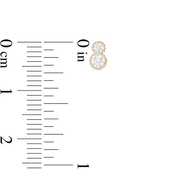 Cubic Zirconia Duo Bead Frame Stud Earrings in 10K Gold