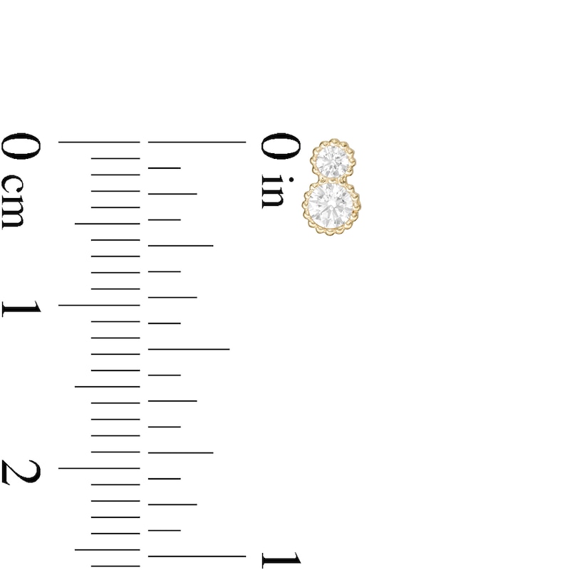 Main Image 2 of Cubic Zirconia Duo Bead Frame Stud Earrings in 10K Gold