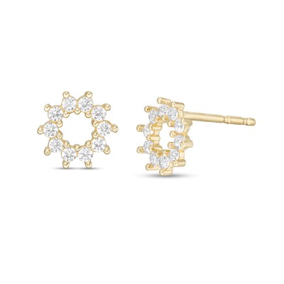 10K Gold CZ Sunburst Outline Studs