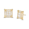 Thumbnail Image 1 of Princess-Cut Quad Cubic Zirconia Square Frame Stud Earrings in 10K Gold